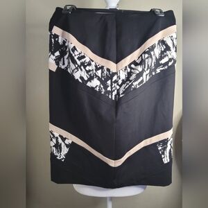 White House Black Market, Size 6, Women's, Black/White/Tan Zippered Skirt, NWT!